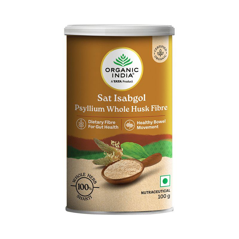 Organic India Sat Isabgol Psyllium Whole Husk Powder - A TATA Product (bottle of 100 gm Powder)