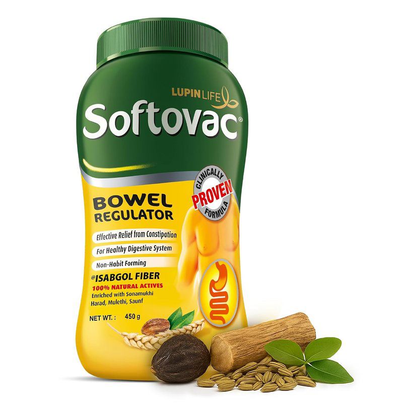 Softovac Isabgol Fiber Plus+ Natural Actives (jar of 450 gm powder)