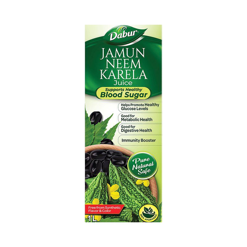 Dabur Jamun Neem Karela Ayurvedic Juice - For Healthy Glucose Levels, Digestion, Metabolism & Immunity (bottle of 1 Ltr Juice)