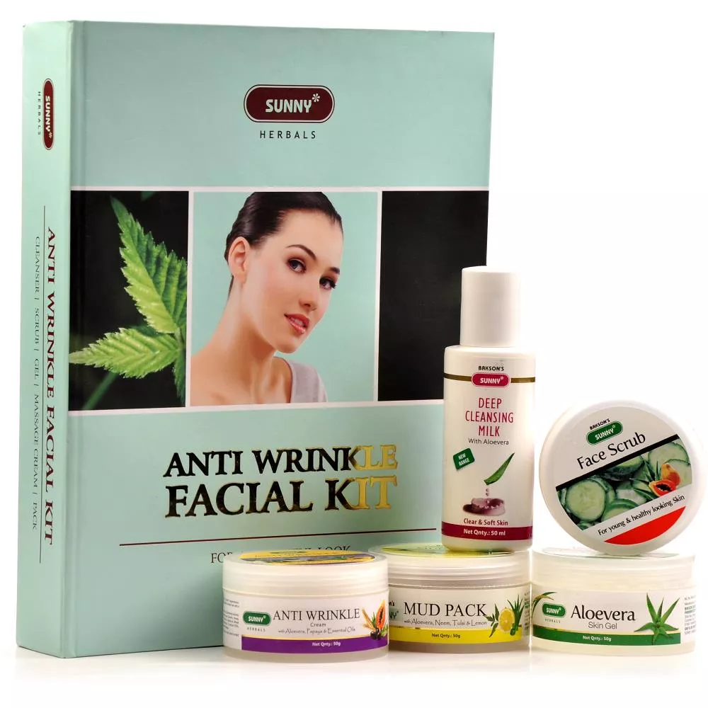 Sunny Anti Wrinkle Facial Kit (Cleansing Milk + Face Scrub + Gel + Cream + Mud Pack)
