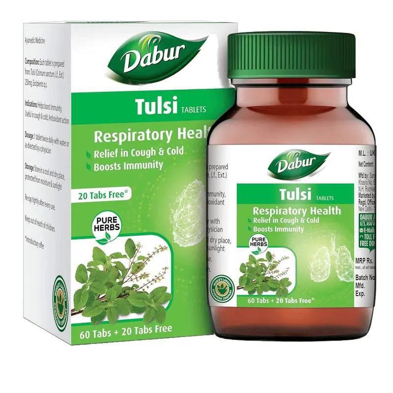 Dabur Tulsi Tablets 60 Tabs + 20 Tabs Free