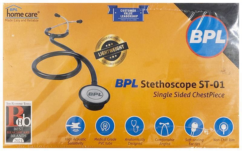 BPL Medical Technologies ST-01 DIA Cast Adult Chest Piece Stethoscope - Black (box of 1 unit)