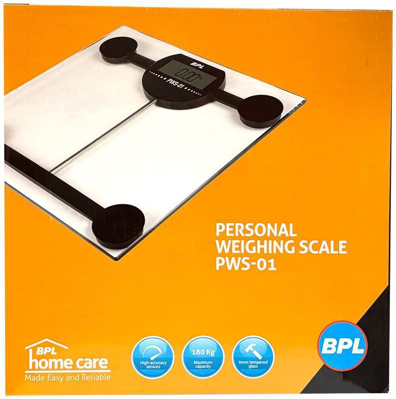 BPL Medical Technologies PWS-01 Personal Weighing Scale - Weight Up to 180Kg - Transparent (box of 1 unit)