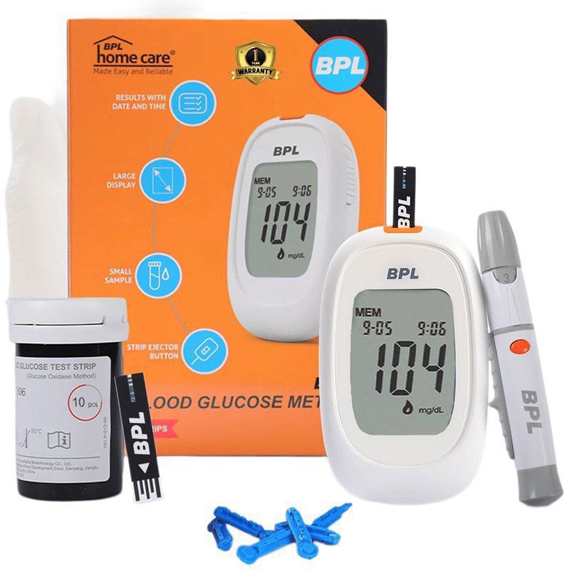 BPL Medical Technologies Gluco Monitoring Device Kit for Instant Accurate Blood Sugar Test at Home (box of 1 kit)