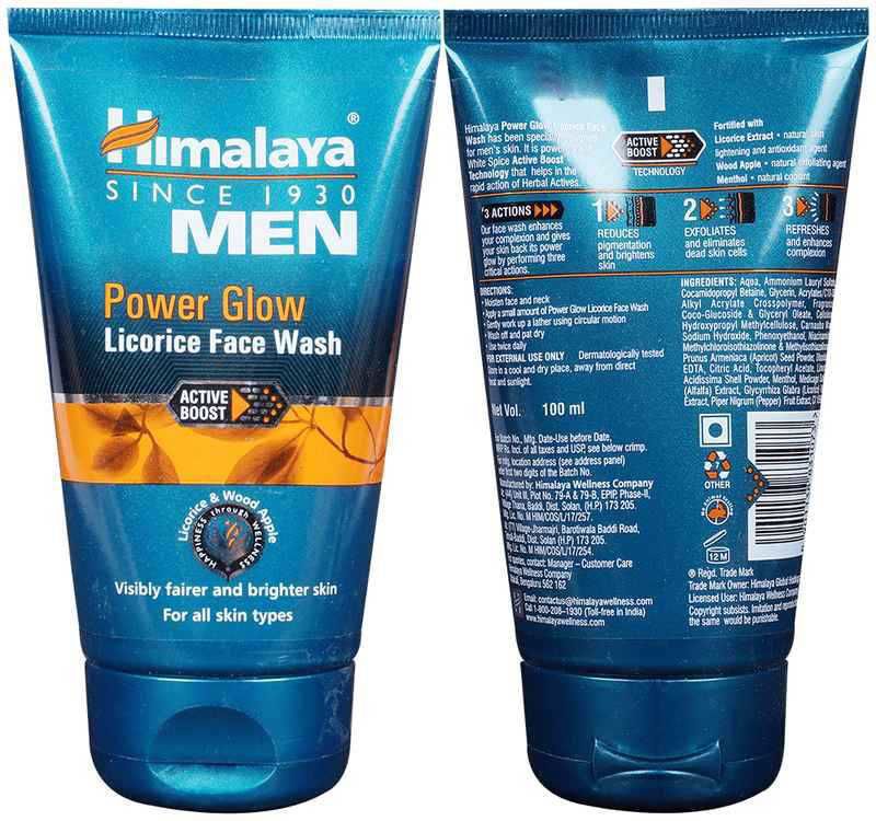 Himalaya Men Power Glow Licorice Face Wash (tube of 100 ml face wash)