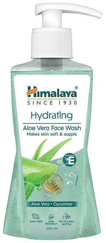 Himalaya Hydrating Aloe Vera Face Wash with Cucumber Extract - Softens & Cools Dry Skin (bottle of 200 ml face wash)
