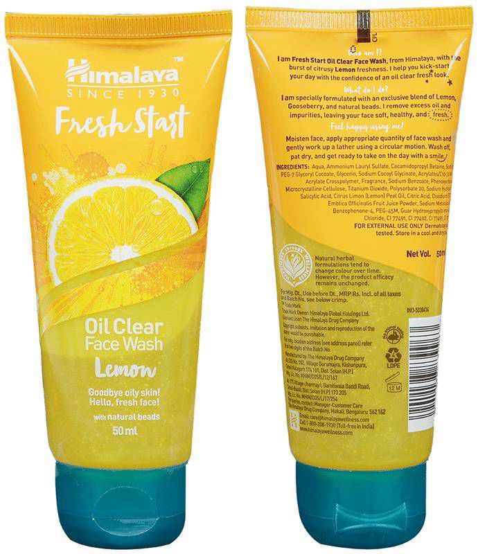 Himalaya Personal Care Fresh Start Oil Clear Lemon Face Wash (tube of 50 ml face wash)