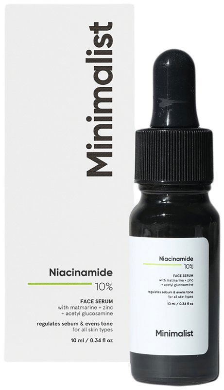 Minimalist 10% Niacinamide Face Serum - Reduces Oil and Acne Spots - Face Care Product for All Skin Types (bottle of 10 ml serum)