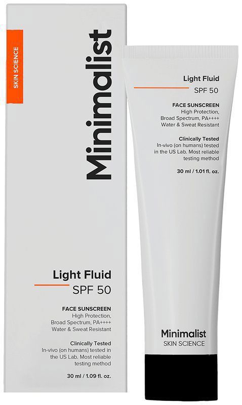 Minimalist Light Fluid Face Sunscreen SPF 50 (tube of 30 ml cream)