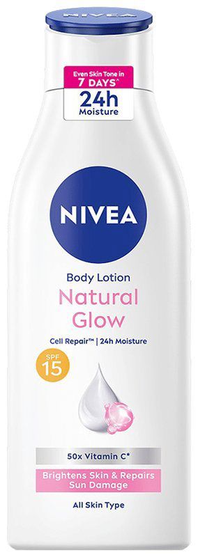 Nivea Natural Glow Cell Repair Body Lotion for Deep Moisture Care - SPF 15 For All Skin Type (pump bottle of 400 ml lotion)