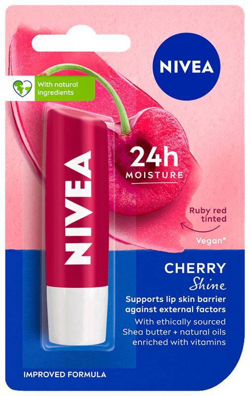 Nivea Lip Balm with Natural Oils - Cherry Shine (packet of 4.8 gm balm)