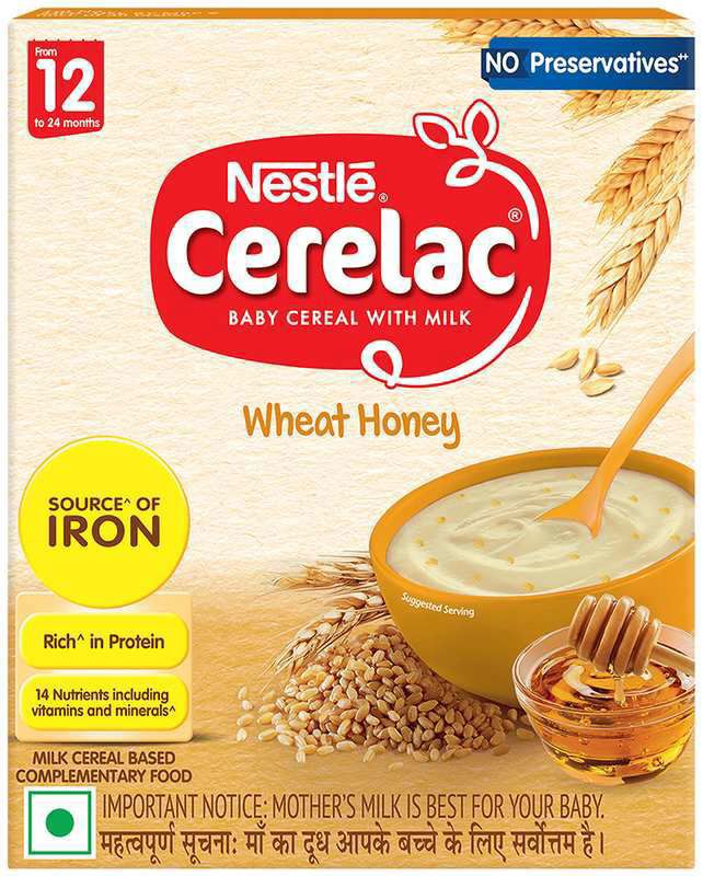 Nestle Cerelac Baby Food Cereal - No Preservative - No Refined Sugar - Wheat Honey 12 to 24 Months (box of 300 gm powder)