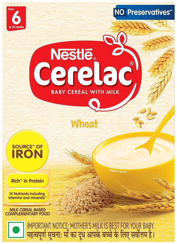 Nestle Cerelac Baby Food Cereal (from 6 to 24 Months) - Source of Iron & Protein - No Preservatives - Wheat (box of 330 gm powder)
