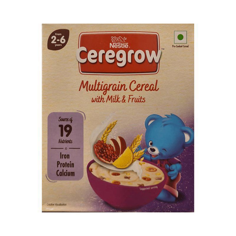Nestle Ceregrow Multigrain Cereal with Milk & Fruits - from 2-6 years - with Iron, Protein, Calcium, 19 Nutrients (box of 300 gm powder)