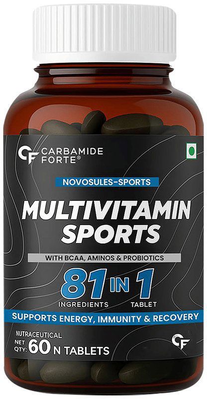 Carbamide Forte Multivitamin Sports - With BCAA, Probiotics & Antioxidants - For Energy, Gut Health, Immunity & Recovery - Tablet (bottle of 60 tablets)