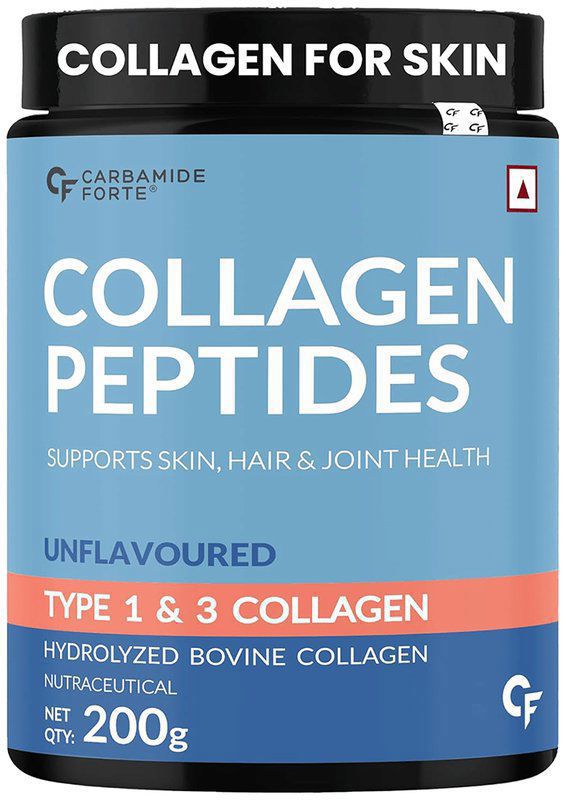 Carbamide Forte Hydrolyzed Collagen Peptides Type 1 & 3 - For Skin, Hair & Joint Health Powder Unflavoured (jar of 200 gm powder)