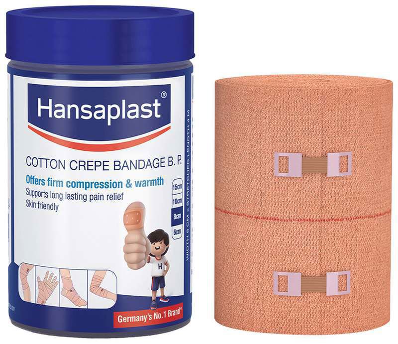 Hansaplast Crepe Bandage For Pain Relief - Skin-Friendly - For Hands, Legs & Ankle Support 8cm x 4m (box of 1 bandage)