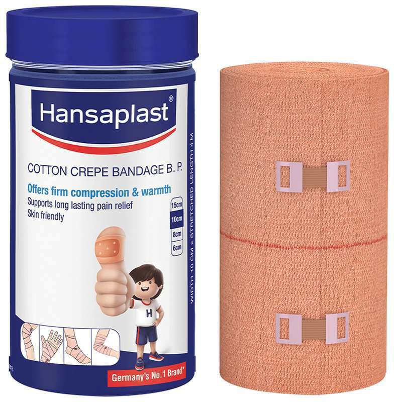 Hansaplast Crepe Bandage For Pain Relief - Skin-Friendly - For Hands, Legs & Ankle Support 10cm x 4m (box of 1 bandage)