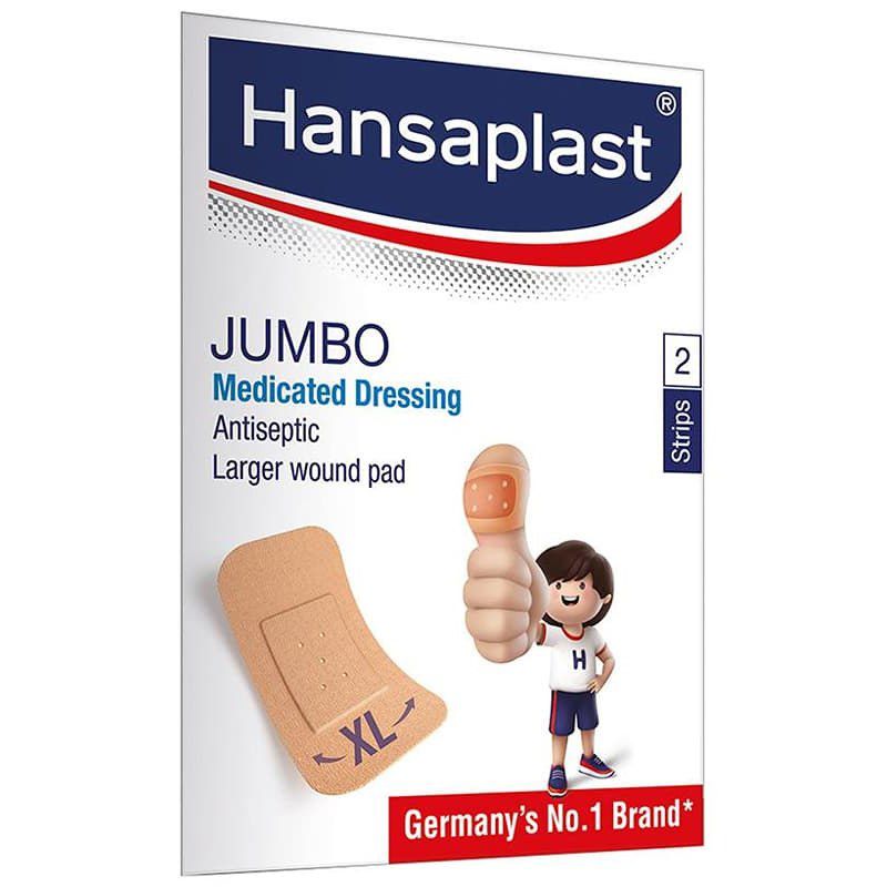 Hansaplast Jumbo Antiseptic Larger Wound Pad (box of 2 strips)