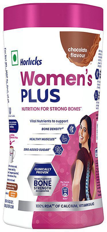 Horlicks Women's Plus Nutrition For Strong Bones Chocolate (jar of 400 gm powder)