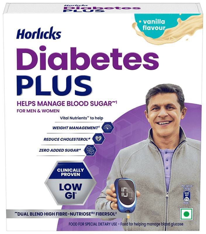 Horlicks Diabetes Plus Powder Helps Manage Blood Sugar Vanilla Powder (box of 200 gm powder)