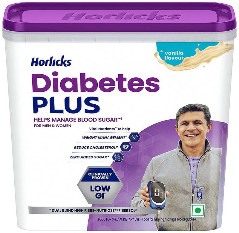 Horlicks Diabetes Plus Powder for Men & Women (500gm Each) (jar of 2 packs)