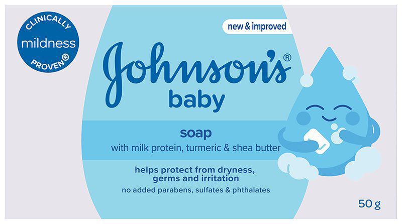 Johnson's Baby Soap with Naturally Derived Glycerin - Mild Soap (box of 50 gm soap)