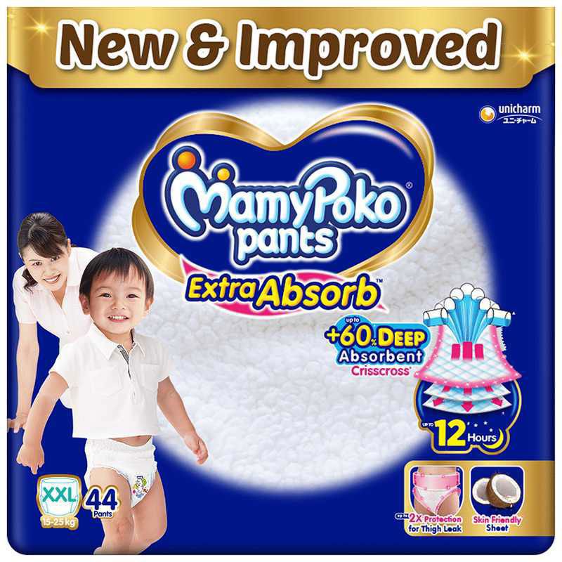 MamyPoko Pants Extra Absorb Upto 60% Absorbent Crisscross XXL (packet of 44 diapers)
