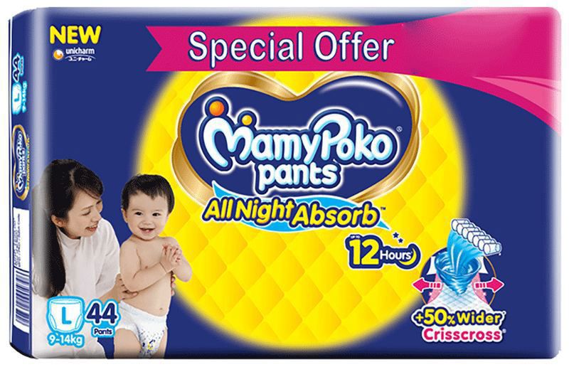 MamyPoko Pants All Night Absorb Large (packet of 44 diapers)