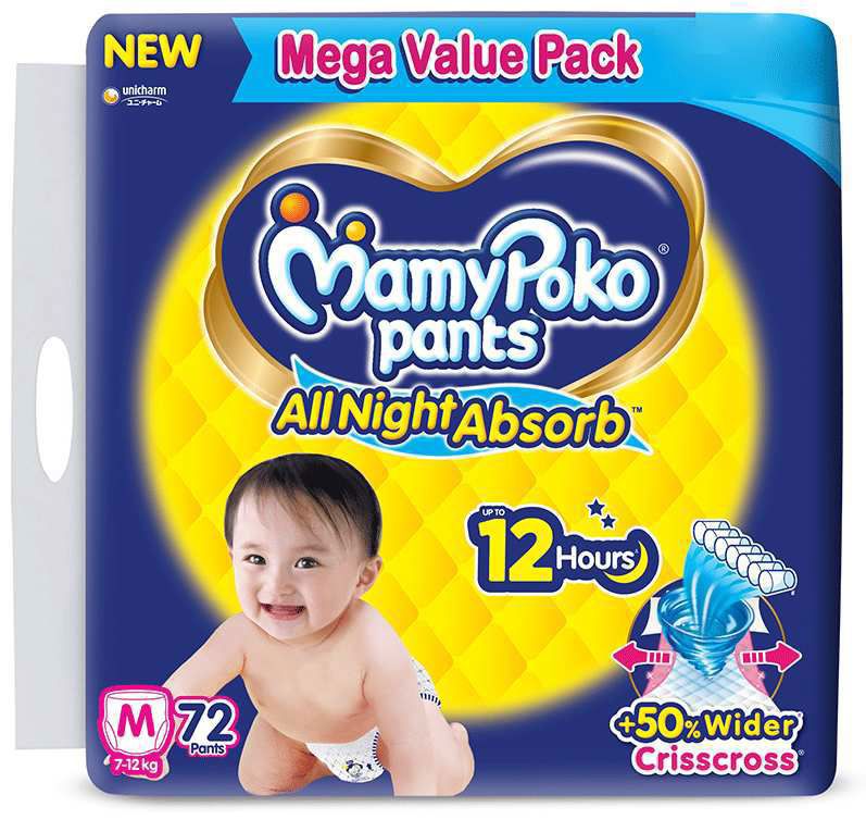 MamyPoko Pants All Night Absorb Medium (packet of 72 diapers)