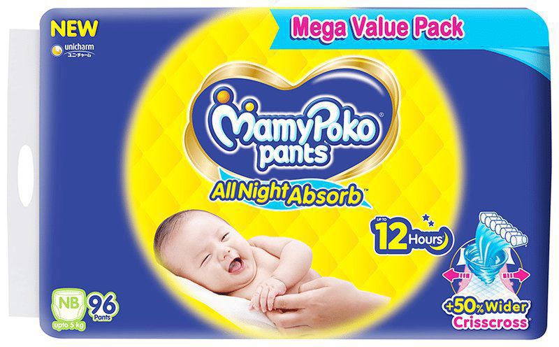 MamyPoko Pants All Night Absorb New Born (packet of 96 diapers)