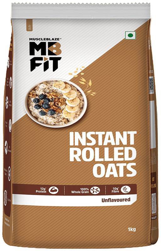 MuscleBlaze Instant Wholegrain Rolled Oats with High Fibre & Protein (packet of 1 kg oats)