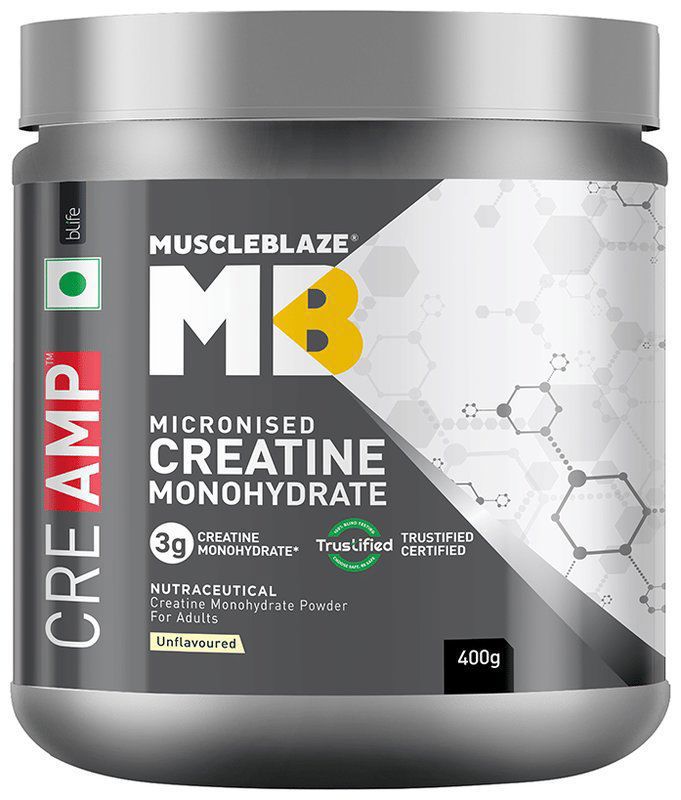 MuscleBlaze MB Creatine Monohydrate - For Muscle Strength, Lean Body Mass & Energy Unflavoured (jar of 400 gm powder)