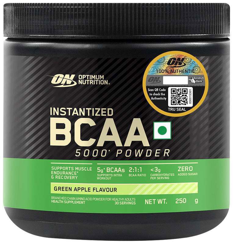 Optimum Nutrition (ON) Instantized BCAA 5000 Powder Green Apple (jar of 250 gm powder)