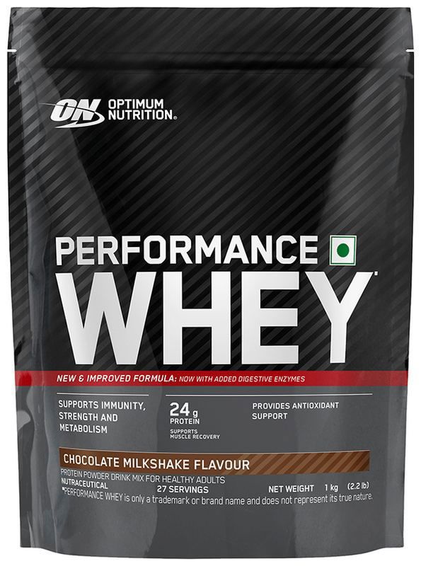 Optimum Nutrition Performance Whey Powder Chocolate Milkshake (packet of 1 kg powder)