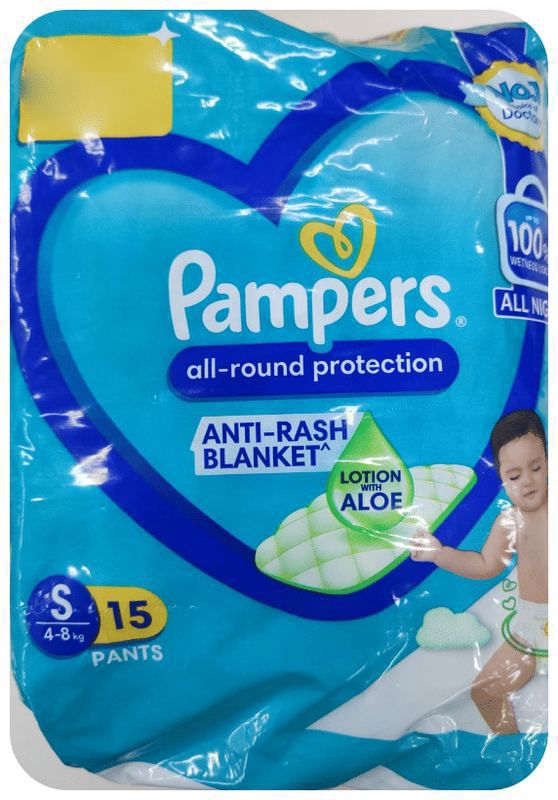 Pampers All-round Protection Anti Rash with Aloe Vera Diaper Small (packet of 15 diapers)
