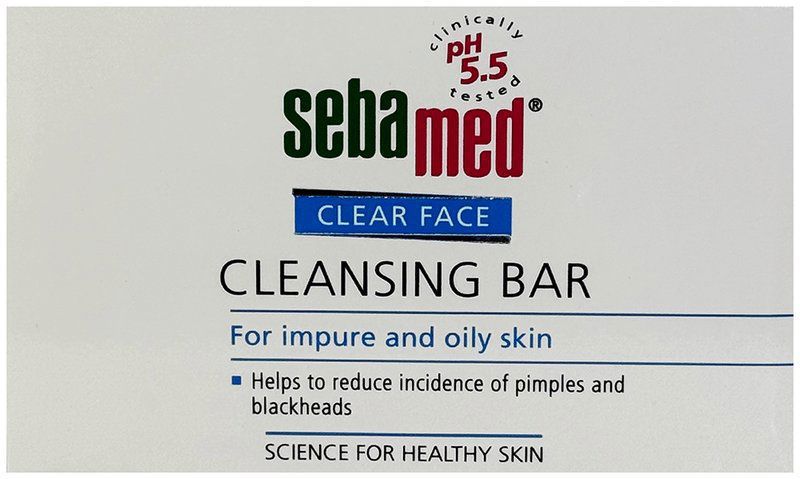 Sebamed Clear Face Cleansing Bar for Acne Prone Skin - Combats Pimples & Blackheads (packet of 100 gm soap)