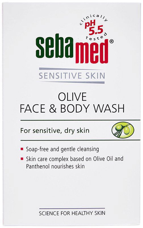 Sebamed Olive Face & Body Wash with Panthenol - For Sensitive & Dry Skin (bottle of 200 ml body wash)
