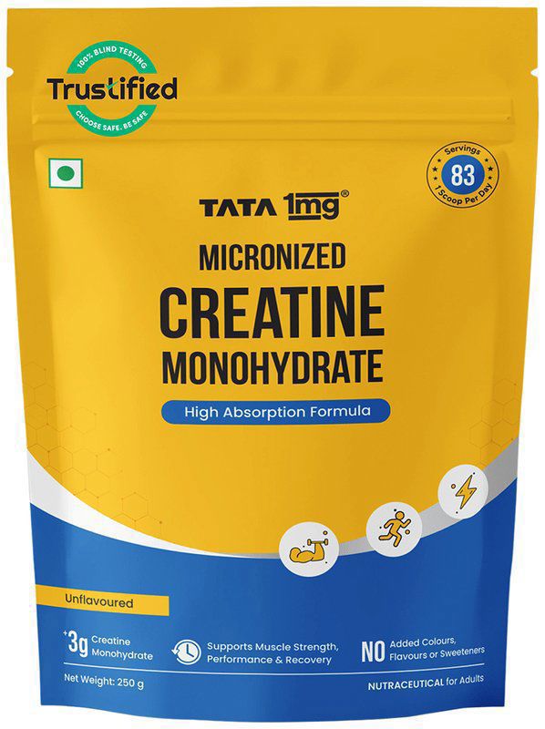 Tata 1mg Micronised Creatine Monohydrate Powder - Tested DCD and DHT Safe (jar of 250 gm powder)