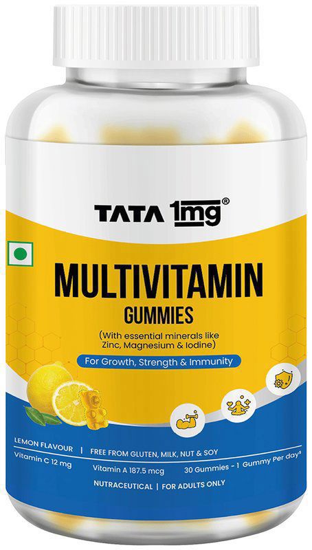 Tata 1mg Multivitamin Gummies with Zinc, Magnesium and Folic Acid for Immunity & Energy (jar of 30 gummies)
