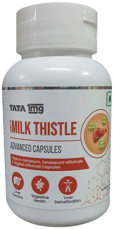 Milk Thistle Veg Capsules - Supports Liver Detox & Healthy Liver Function - by Tata 1mg (bottle of 60 capsules)