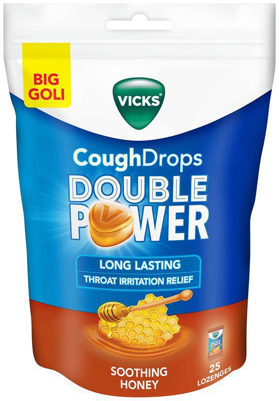 Vicks New Bigger Goli Cough Drops Soothing Honey (packet of 25 lozenges)