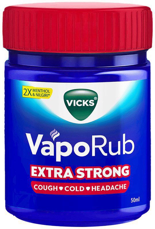 Vicks Vaporub Xtra Strong Balm - For Cough, Cold & Headache Relief (bottle of 50 ml balm)