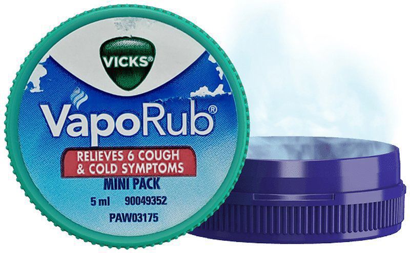 Vicks Vaporub Balm with Menthol, Camphor & Eucalyptus Oil - Relieves 6 Symptoms of Cough & Cold - Goodness of Ayurveda (jar of 5 ml balm)