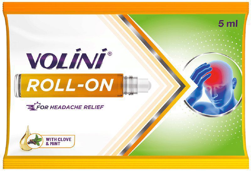 Volini Roll-On for Headache Relief with Clove & Mint (roll-on bottle of 5 ml oil)