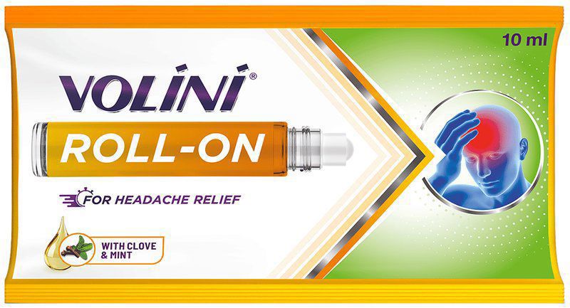 Volini Roll-On for Headache Relief with Clove & Mint (roll-on bottle of 10 ml oil)
