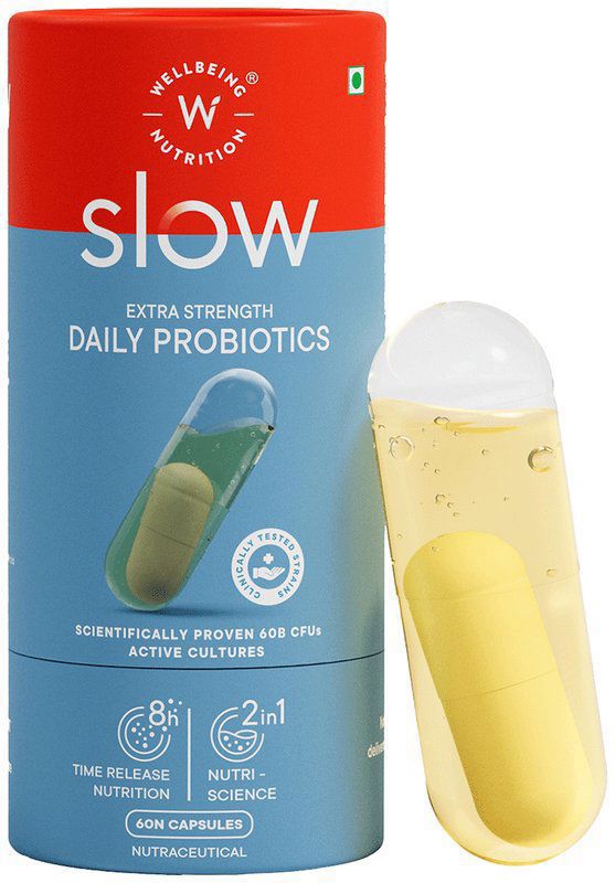 Wellbeing Nutrition Slow Daily Probiotics Clinically Proven 60 Billion CFU, 14 Unique Strains Capsule (bottle of 60 capsules)