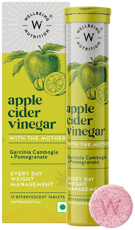 Wellbeing Nutrition Apple Cider Vinegar ACV with The Mother - Effervescent Tablet for Weight Management (box of 1 bottle)