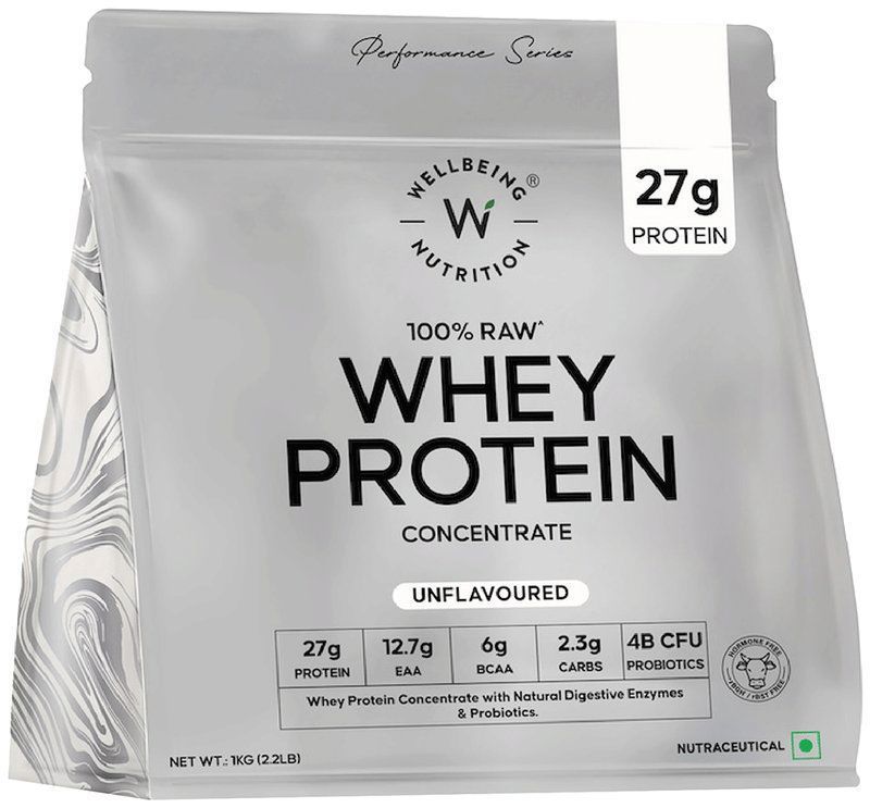 Wellbeing Nutrition 100% Raw Whey Protein Concentrate (packet of 1 kg powder)
